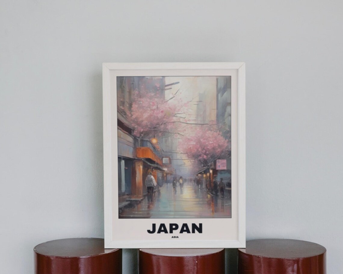 Japan Travel Poster, Scenic City Painting