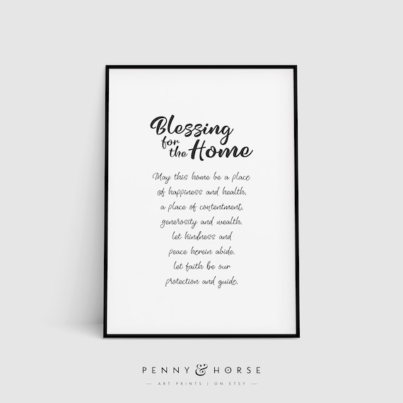 Bless Your Home Script Art Print, Modern Quote