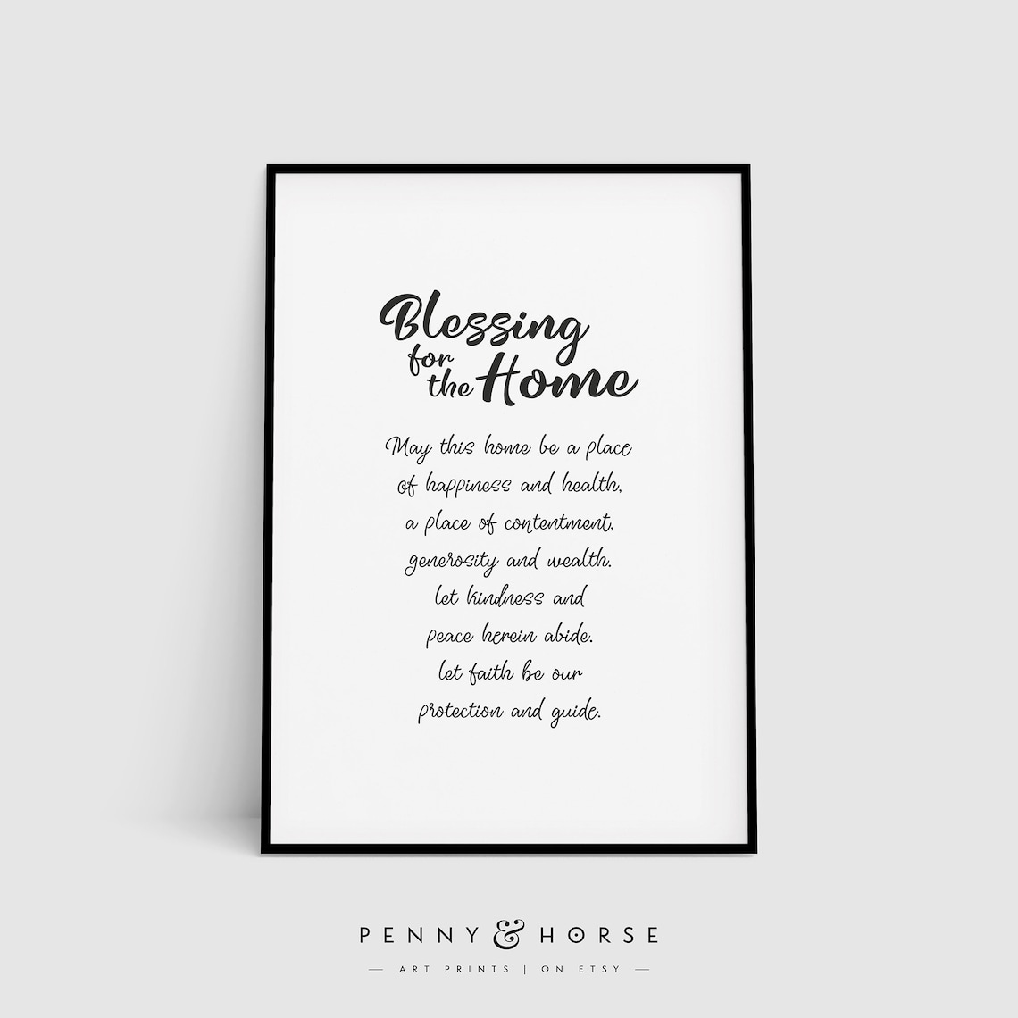 Bless Your Home Script Art Print, Modern Quote