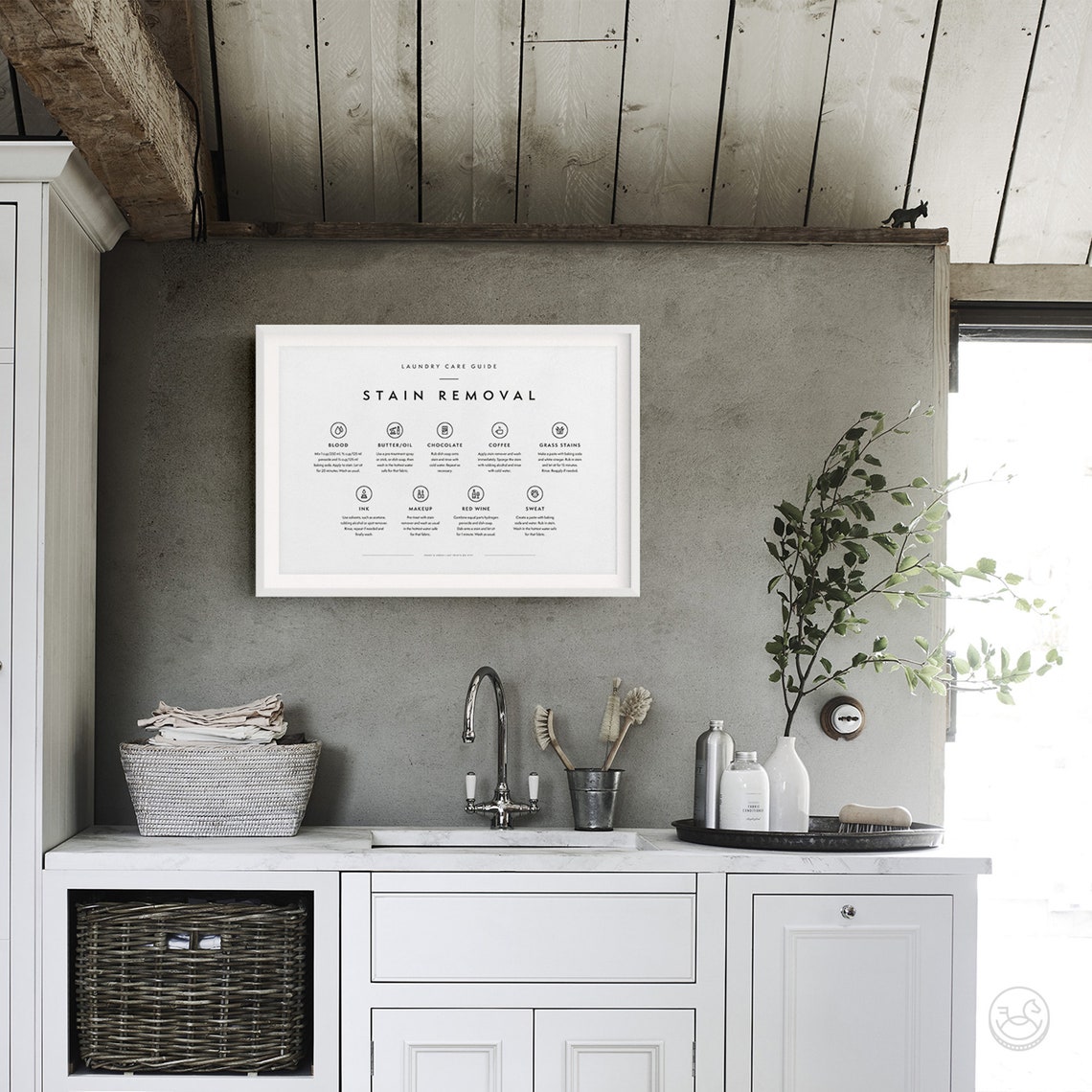 Laundry Care Stain Removal Guide Chart Minimalist Home Poster - Image 3