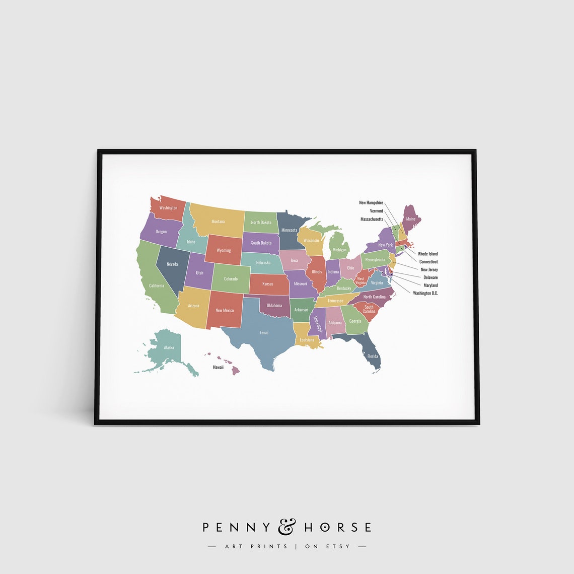 Colorful United States Map with State Labels Classroom Poster - Image 4