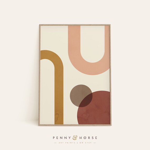 Minimal Boho Shapes Wall Art Muted Geometric Print Neutral Warm Home Decor Abstract Nordic Print Modern Art