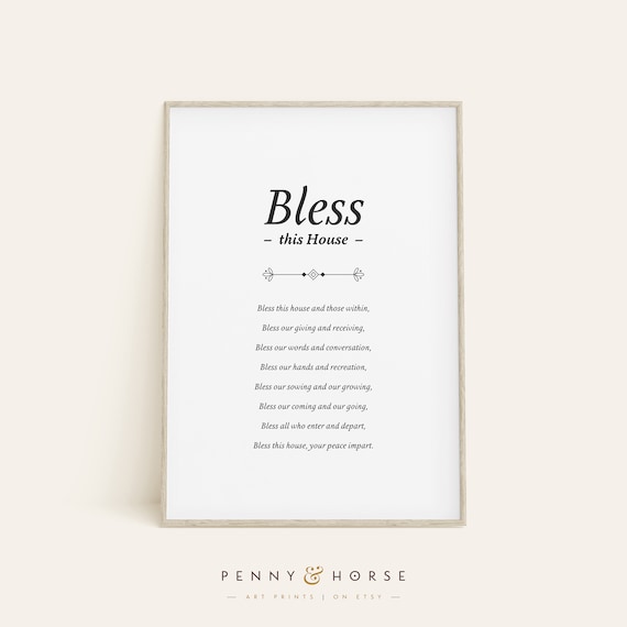 Bless This House Prayer Quote Wall Art Print