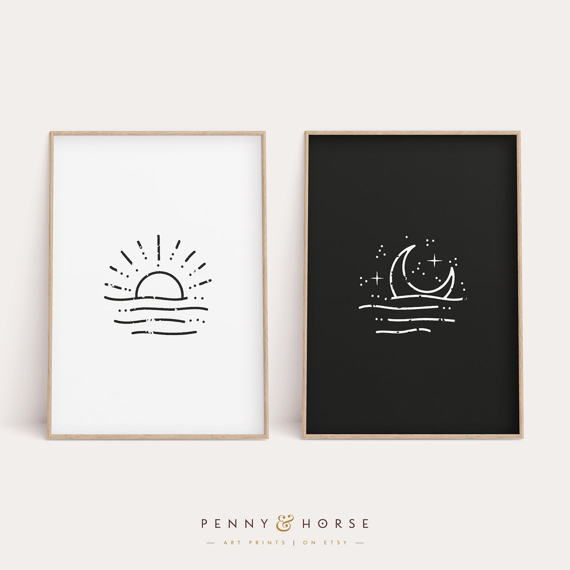 Sun and Moon Minimalist Line Art Pair Day Night Celestial Wall Poster - Image 4