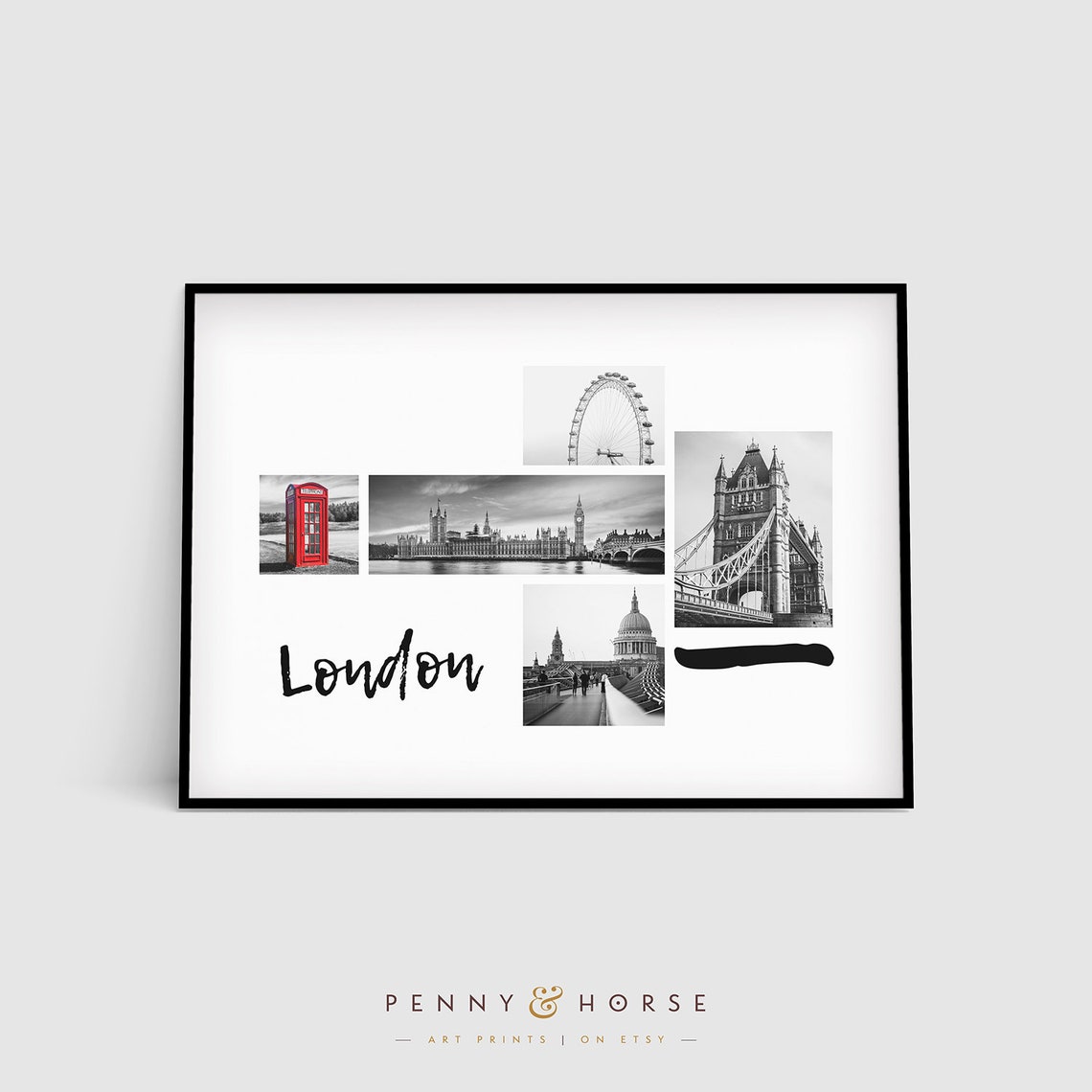 London Landmarks Photo Collage Big Ben Tower Bridge Travel Wall Poster