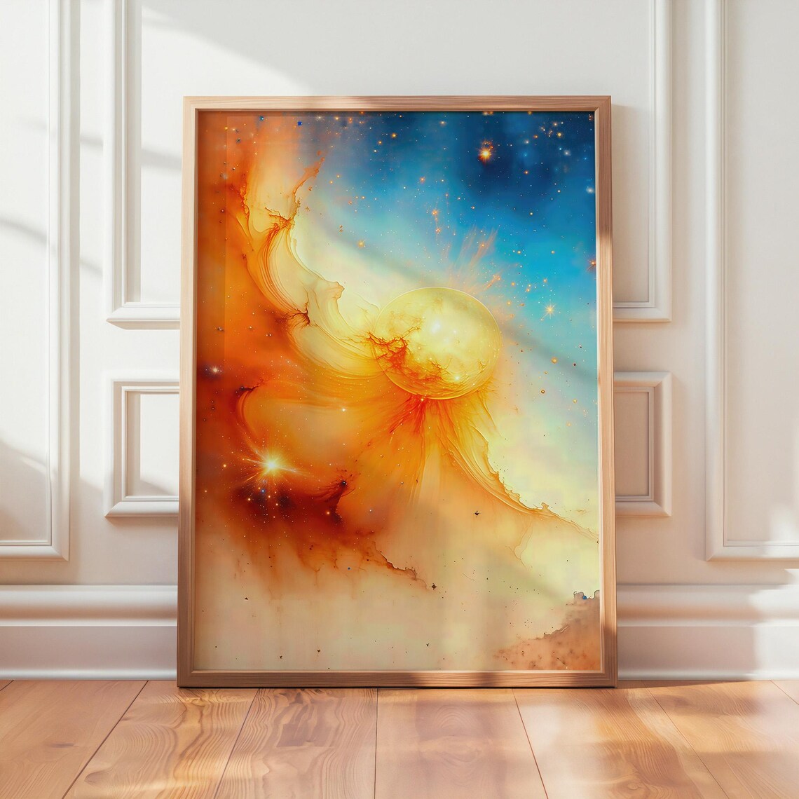 Abstract Sun Wall Art, Modern Celestial Art Print