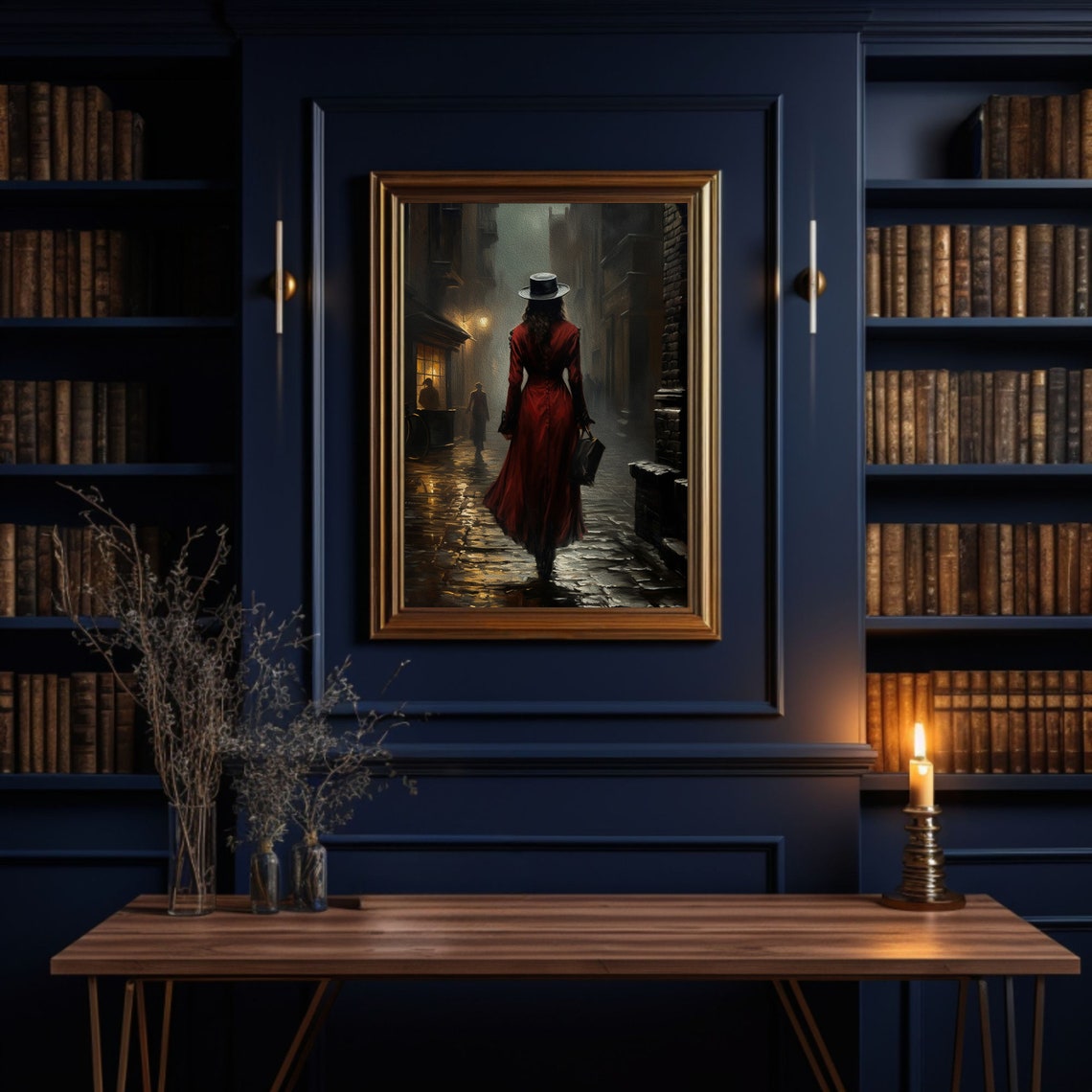 Sd168 Dark Academia Woman Traveling Vintage Oil Dark Moody French Country Old London Wall Art Victorian Portrait Woman Black Hat - Image 3