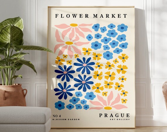 Flower Market Prague Colorful Dots Blossom Garden Art Gallery Poster