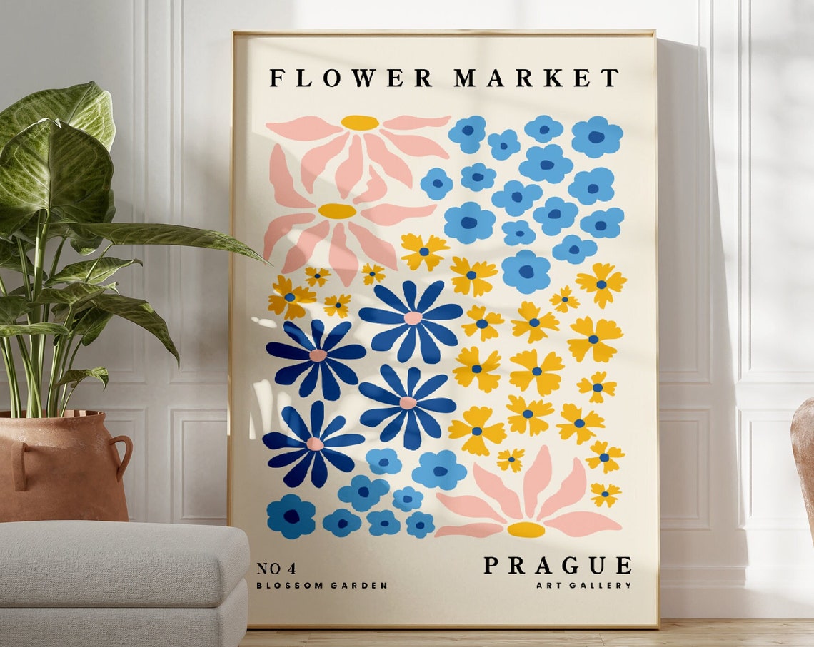 Flower Market Prague Colorful Dots Blossom Garden Art Gallery Poster