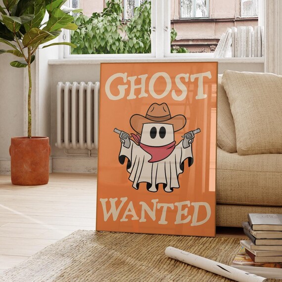 Ghost Wanted Minimalist Halloween Wall Art Print