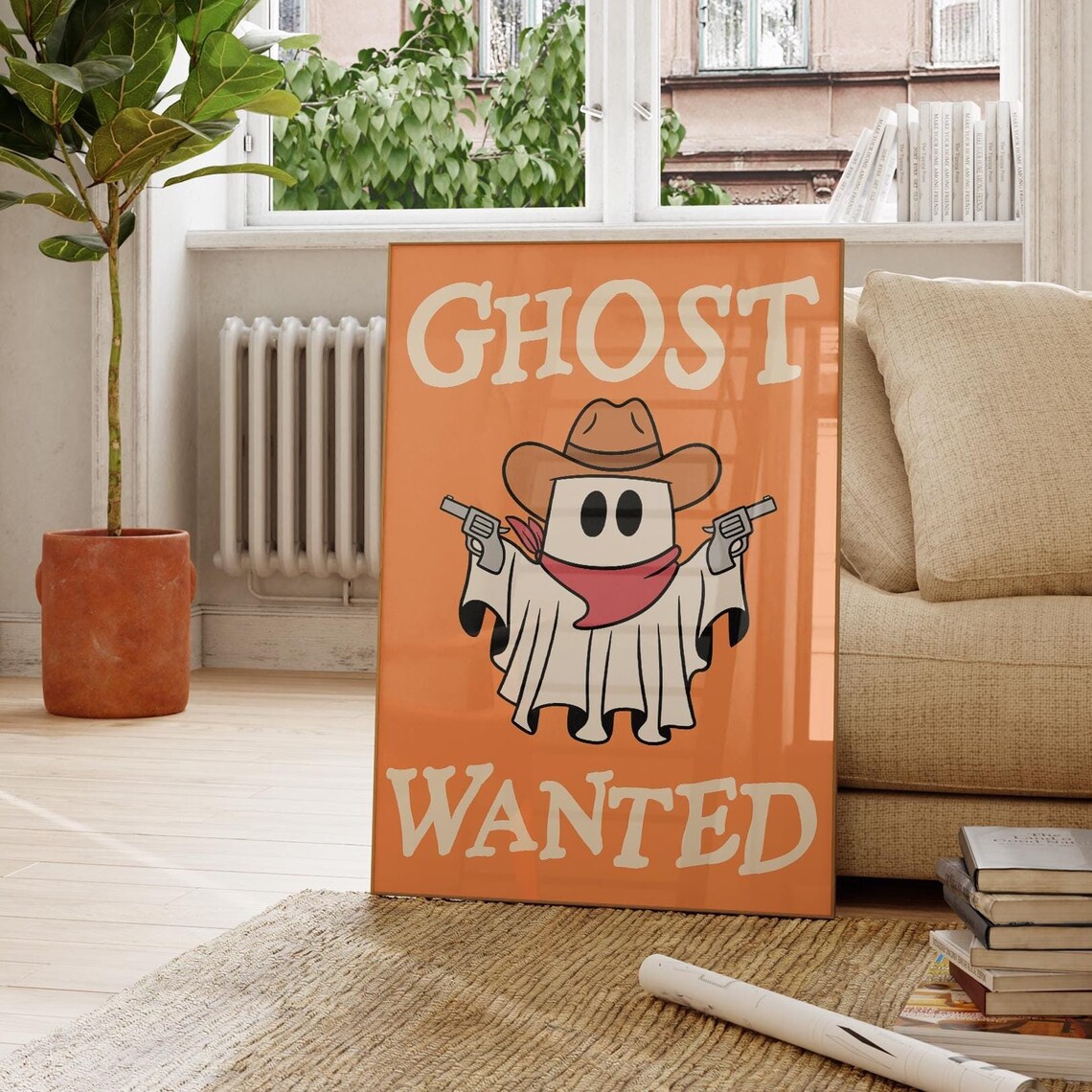 Ghost Wanted Minimalist Halloween Wall Art Print