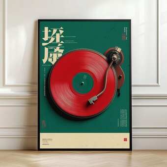 Japanese Vinyl Record Poster, Retro Music Decor