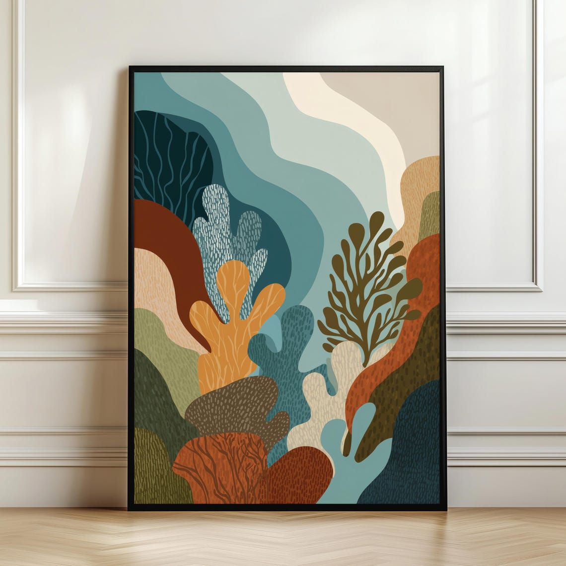 Abstract Botanical Organic Foliage Modern Boho Earth Tone Wall Art