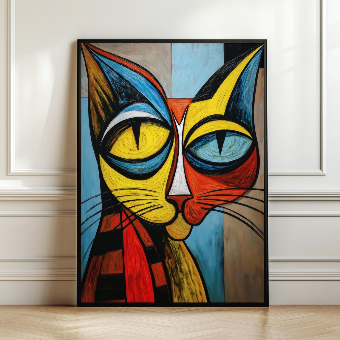 Abstract Cat Art Print, Modern Contemporary Decor