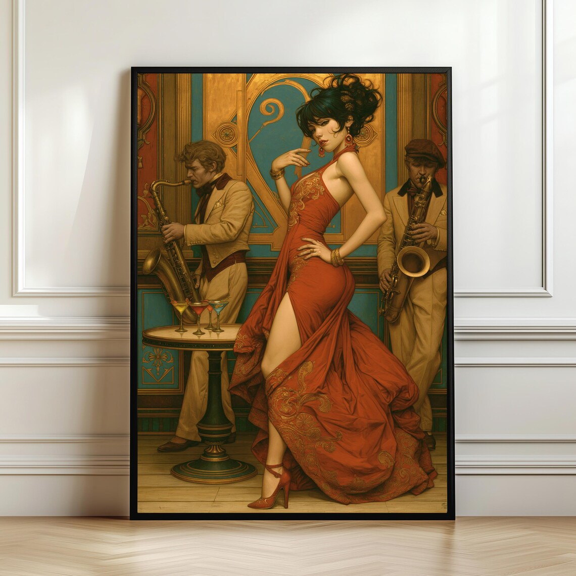 Vintage Cocktail Lounge Poster, Art Deco Music Decor