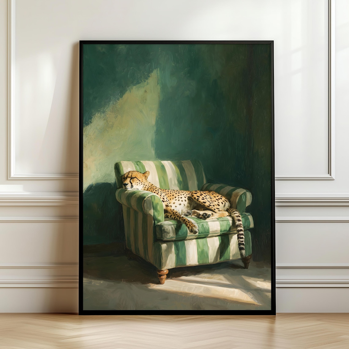 Cheetah Relaxing Armchair Art Print, Safari Decor