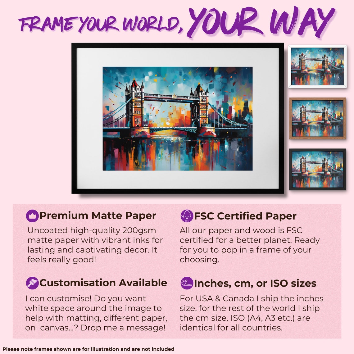 Tower Bridge Sunset Reflections Vibrant London Skyline Art Poster - Image 2