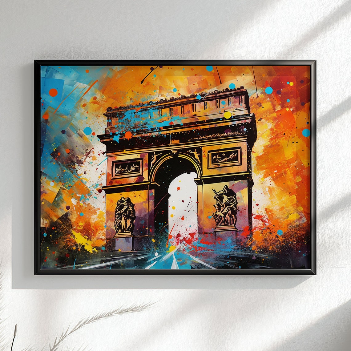 Arc de Triomphe Paris Fiery Sunset Splash Monument Art Poster