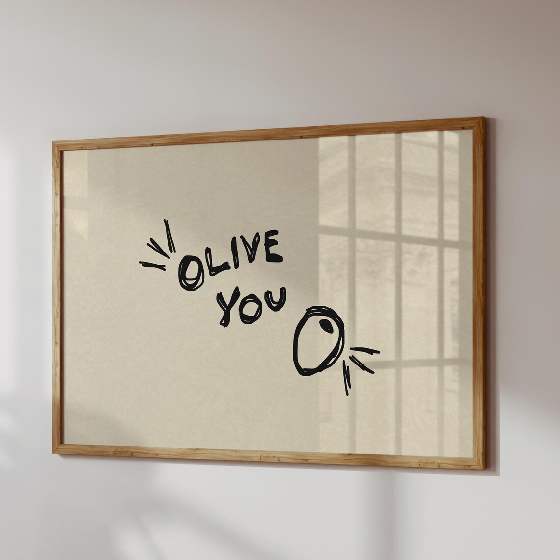 Olive You Hand Drawn Olive Doodle Pun Minimalist Kitchen Poster