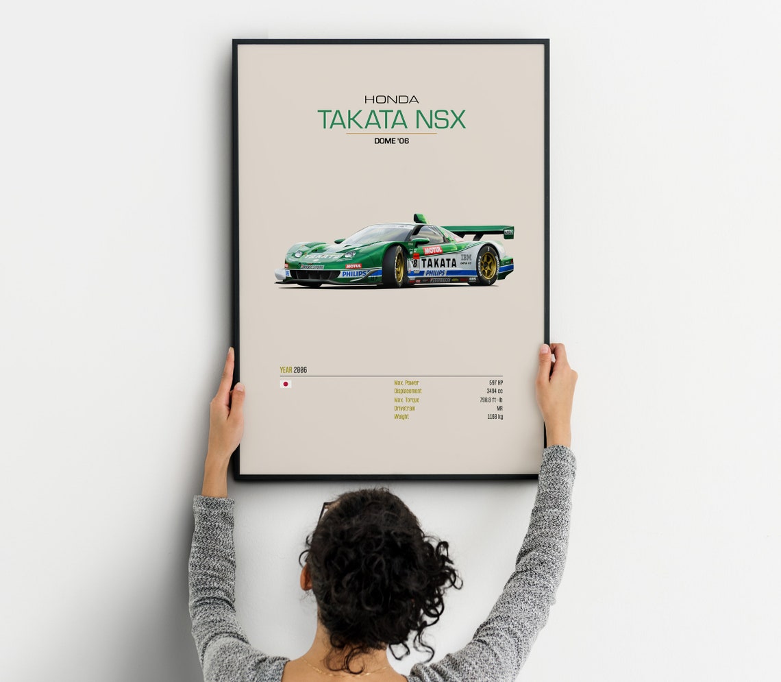 Honda Takata NSX Dome 2006 Super GT Race Car Spec Sheet Poster - Image 2