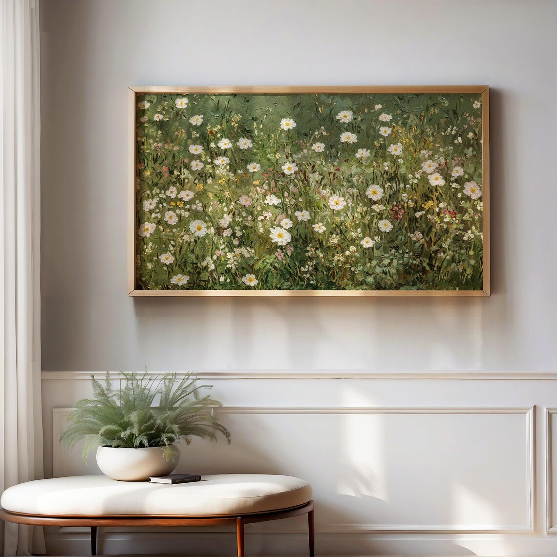Spring Wildflowers Garden Green Vintage Art Print - Image 3