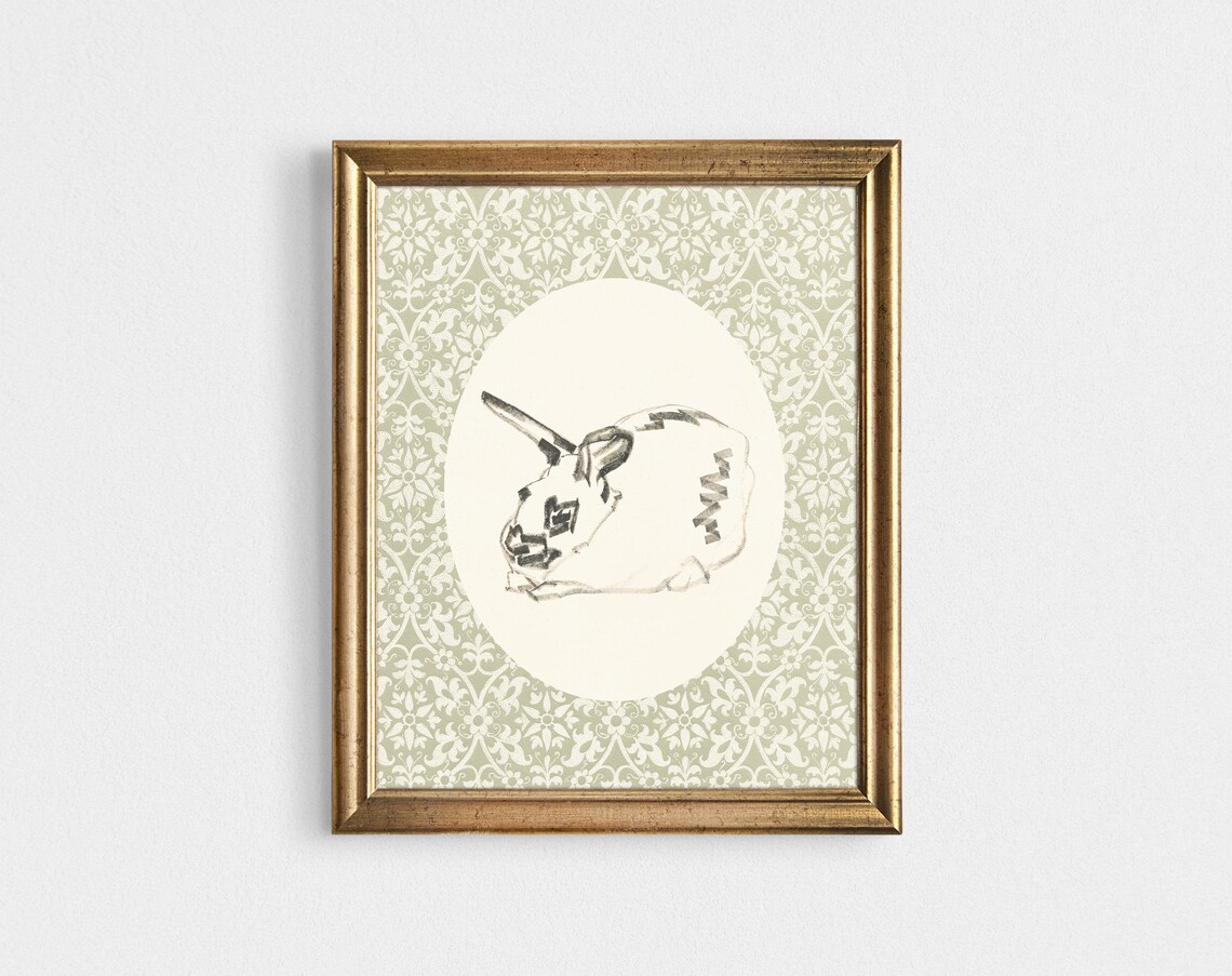 Cute Bunny Art Green Spring Nursery Print Easter Rabbit Wall Art - Image 3