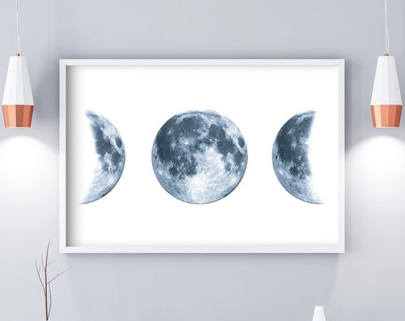 Moon Phase Gift Moon Phases Print Moon Print Moon Phases Wall Art Crescent Moon Full Moon Lunar Phases Above Bed Art Instant