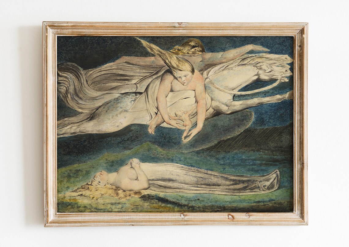 Pity Painting by William Blake, Spiritual Boho Art Print