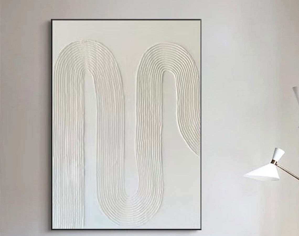 Elegant White Rainbow Arch Lines 3D Textured Minimalist Art Poster - Image 3