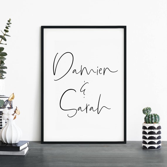 Custom Couples Names Poster Print, Personalized Text