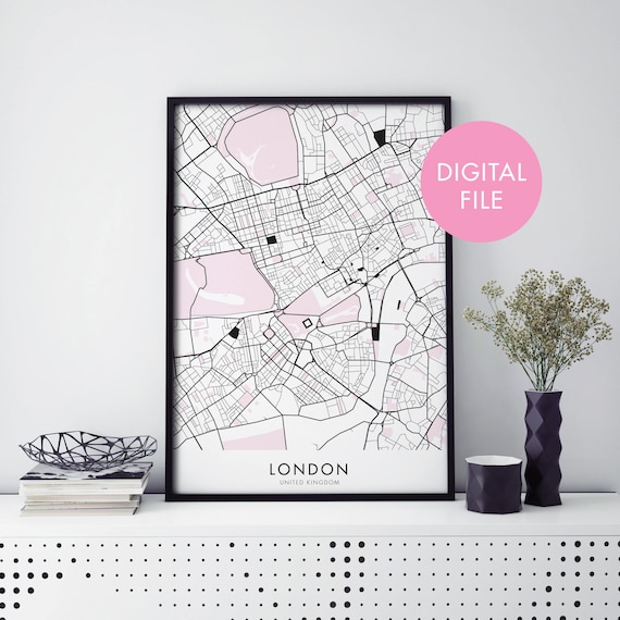 London United Kingdom City Map Minimalist Street Plan Poster