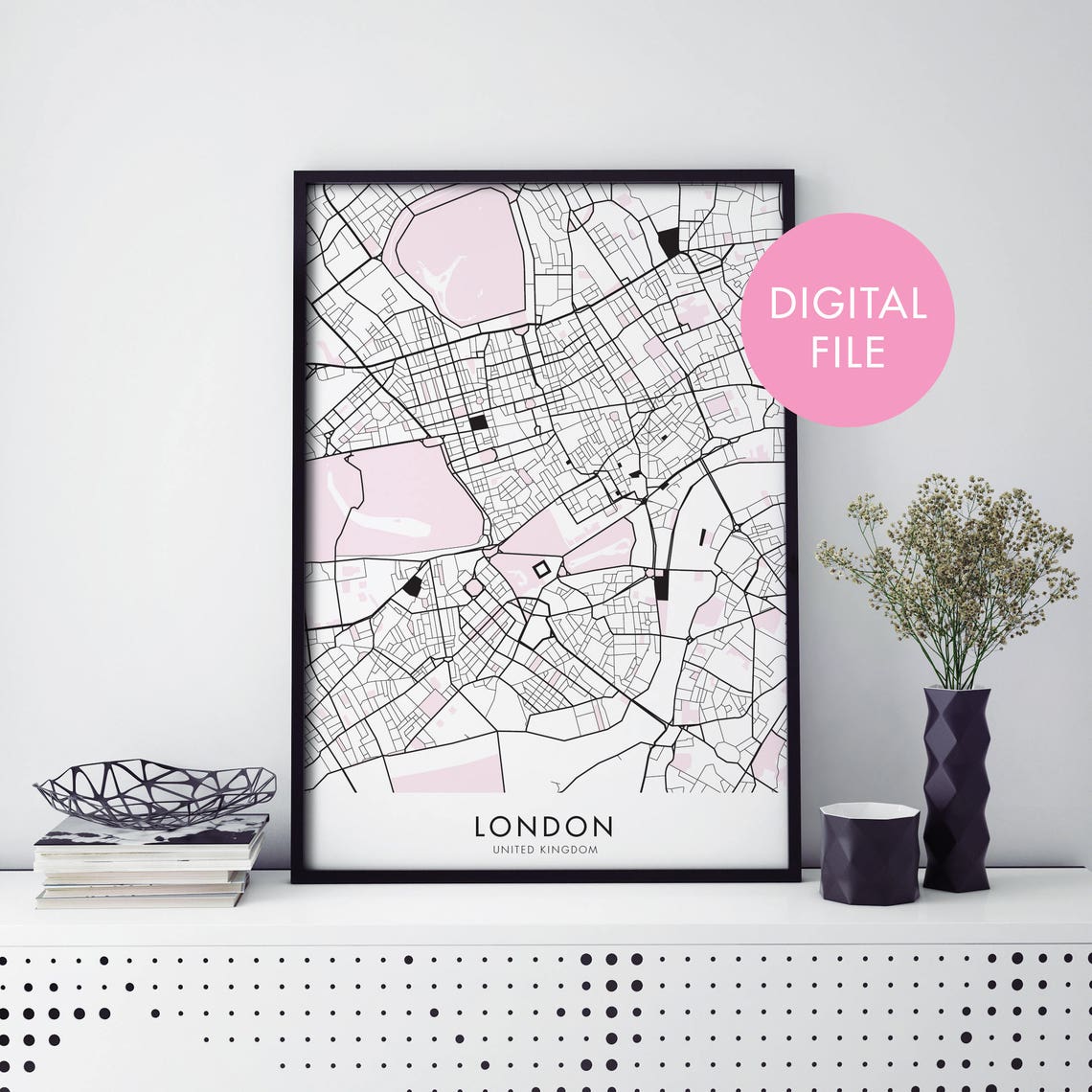 London United Kingdom City Map Minimalist Street Plan Poster