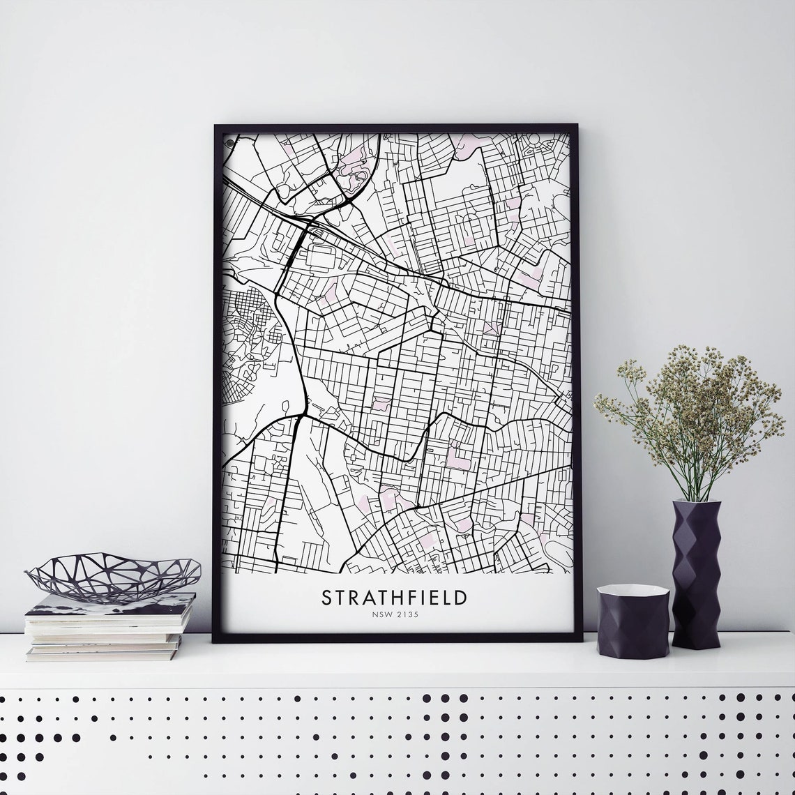 Strathfield NSW City Map Of Sydney Streets Minimalist Art Print