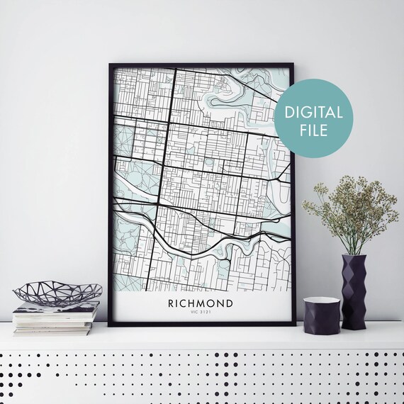 Richmond Melbourne Digital File City Map Minimalist Art Poster