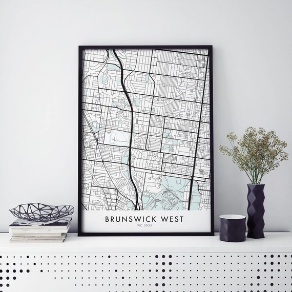 Brunswick West Melbourne City Map Art Print