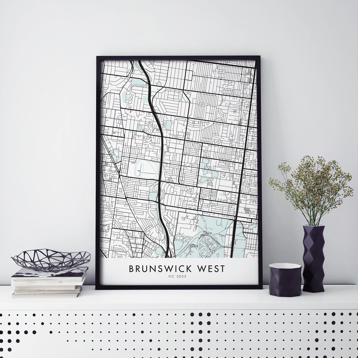 Brunswick West Melbourne City Map Art Print