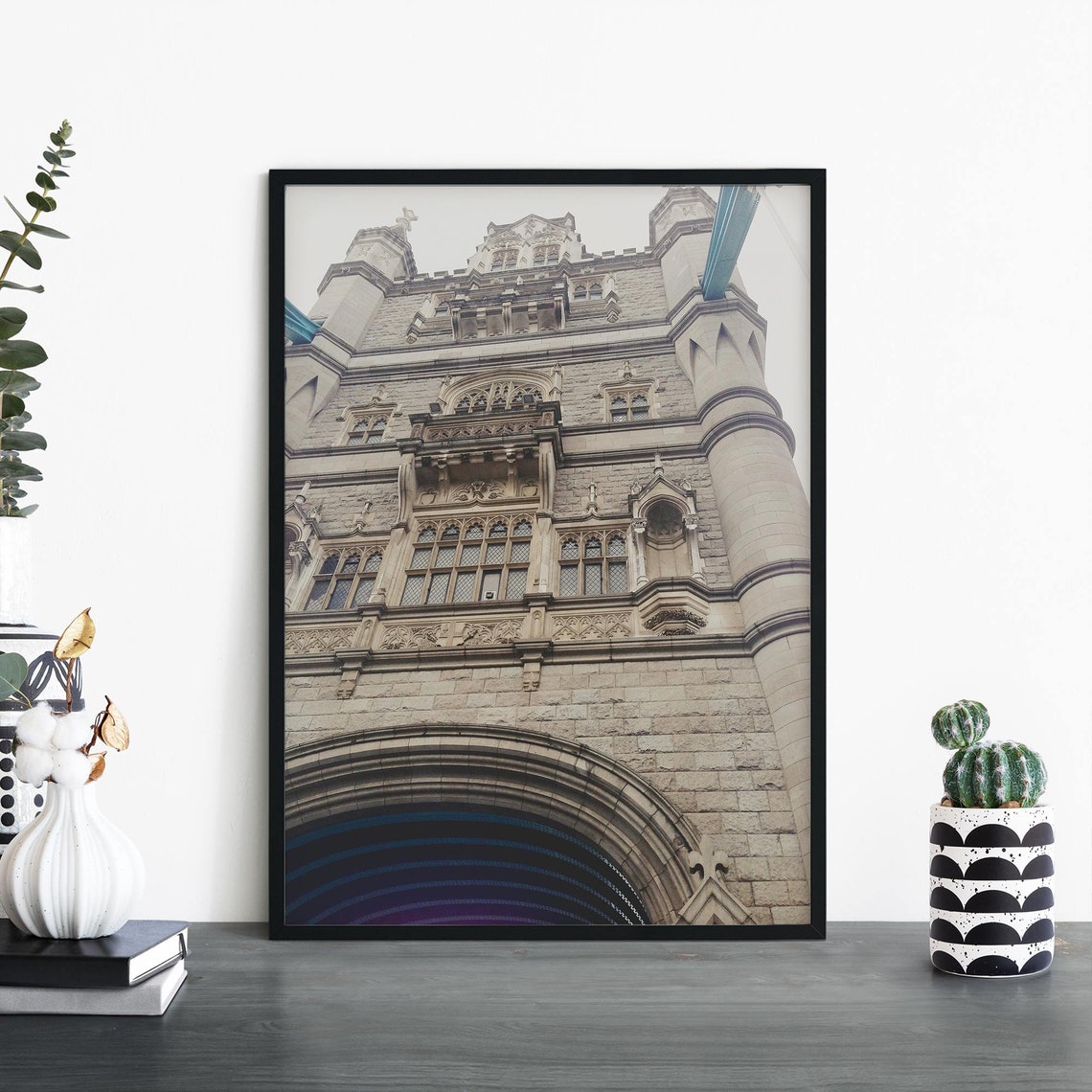 Tower Bridge London Stone Tower Arch Upward Angle Photo Poster
