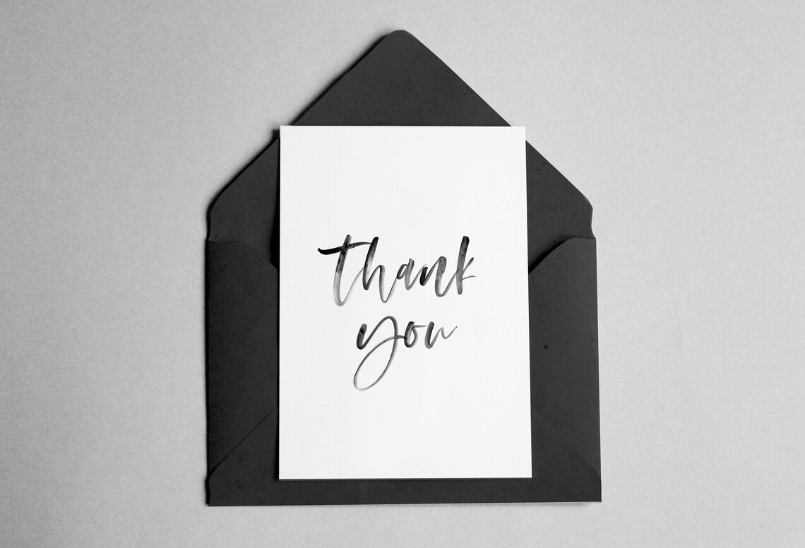 Thank You Card Minimalist Script Font Art Print