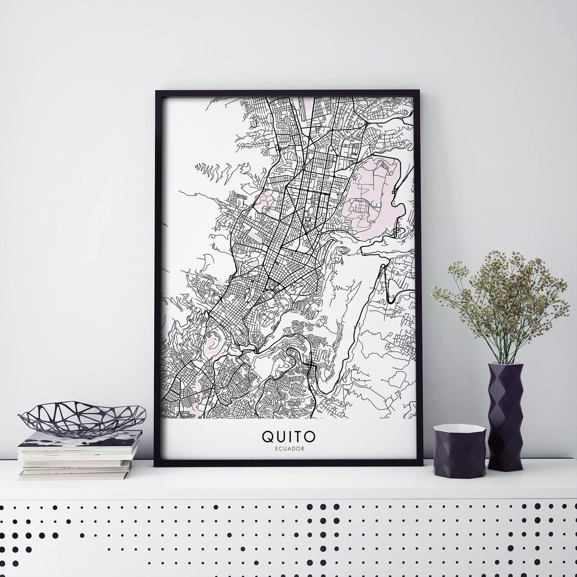 Quito Ecuador City Map Art Print, Travel Poster