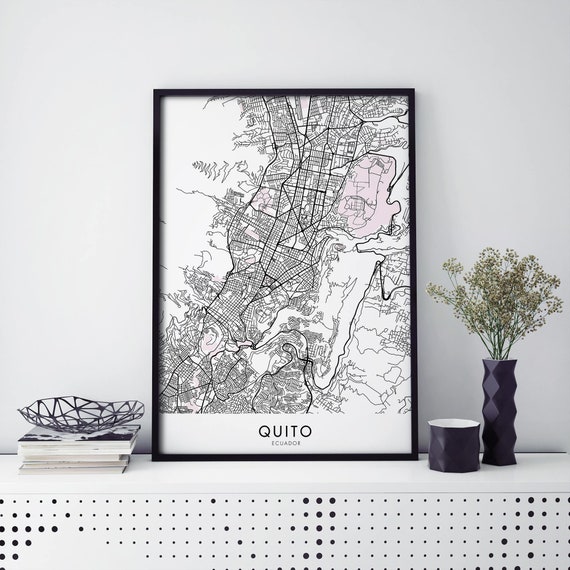 Quito Ecuador City Map Art Print, Travel Poster