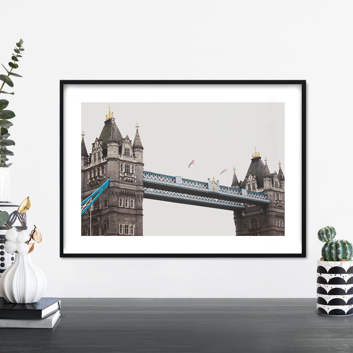Tower Bridge Twin Towers Blue Suspension Span London Photo Poster