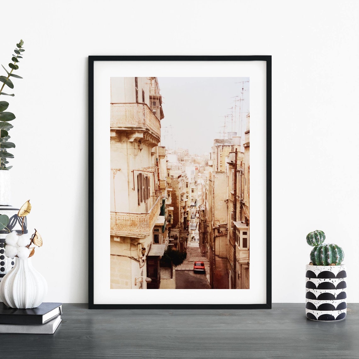 Maltese Balconies Valletta Historic Street Vintage Photo Print