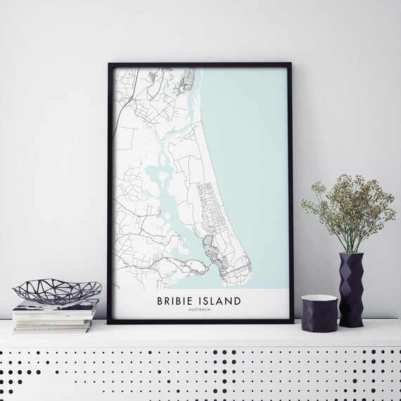 Bribie Island Queensland Australia Minimalist Street Map City Poster