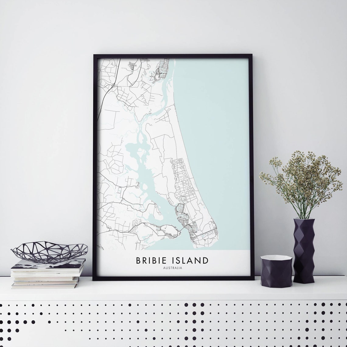Bribie Island Queensland Australia Minimalist Street Map City Poster