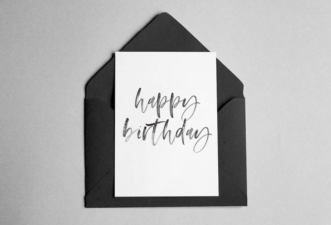 Happy Birthday Minimalist Script Font Art Print