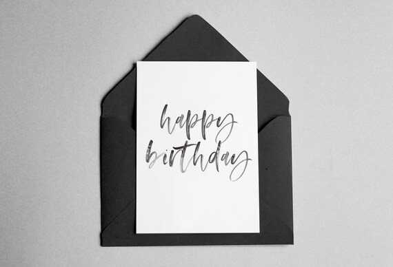 Happy Birthday Minimalist Script Font Art Print