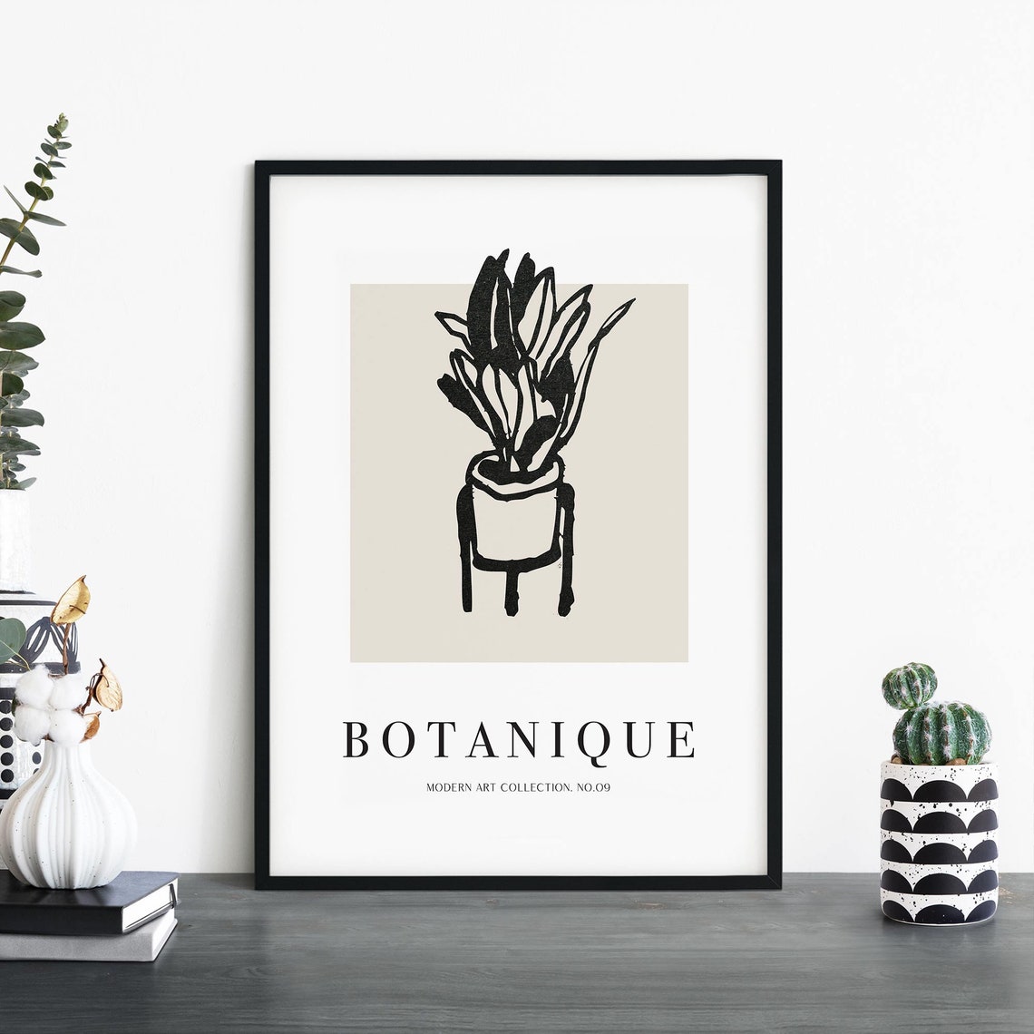 Botanique Potted Plant Ink Sketch Modern Art Collection No 9 Poster