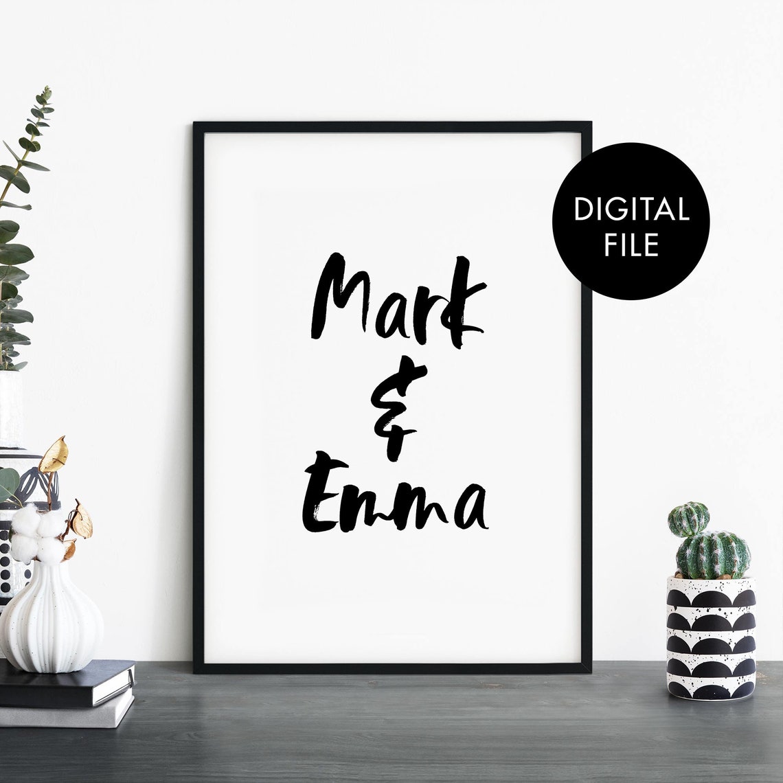 Custom Couples Names Poster Print Wall Art Personalized Text Your Here Jpeg File