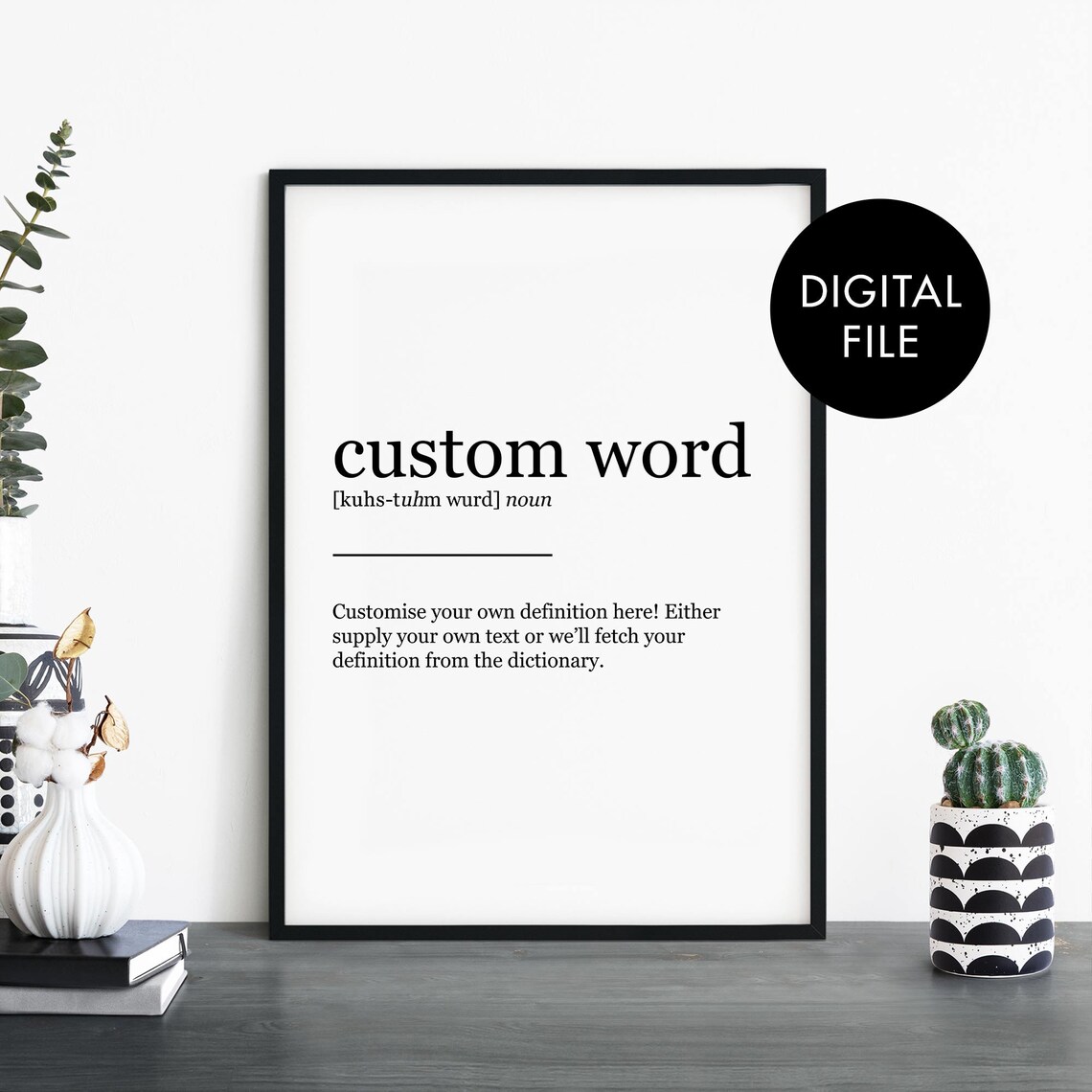 Custom Definition Text Poster Print, Personalized Wall Art