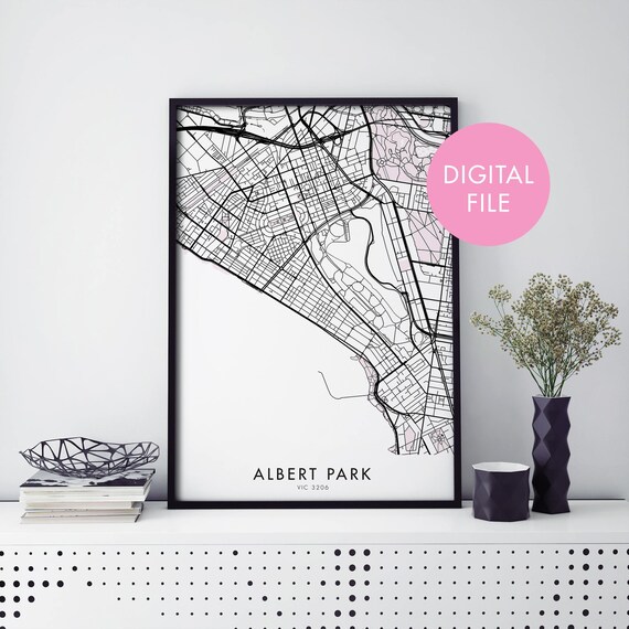 Albert Park Melbourne Australia Minimalist City Map Line Art Poster